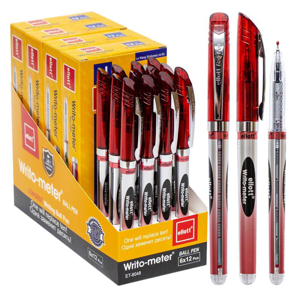 Ручка масляная Ellott ET8048-12(Red) красный 0,5 мм 