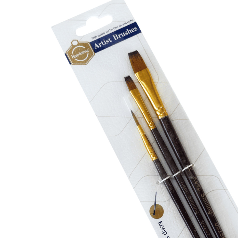 Набір професійних нейлонових пензликів Brushme BR302, 3 штуки, синтетика