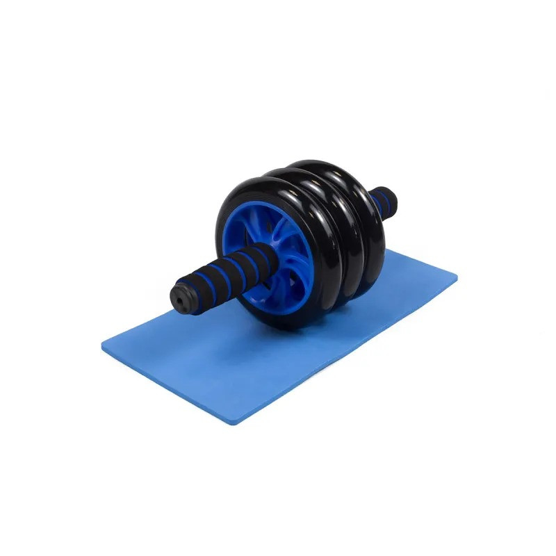 Ролик для пресса с ковриком EasyFit EF-1353-BL, 3 колеса, синий, до 120 кг