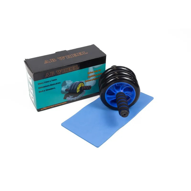 Ролик для пресса с ковриком EasyFit EF-1353-BL, 3 колеса, синий, до 120 кг