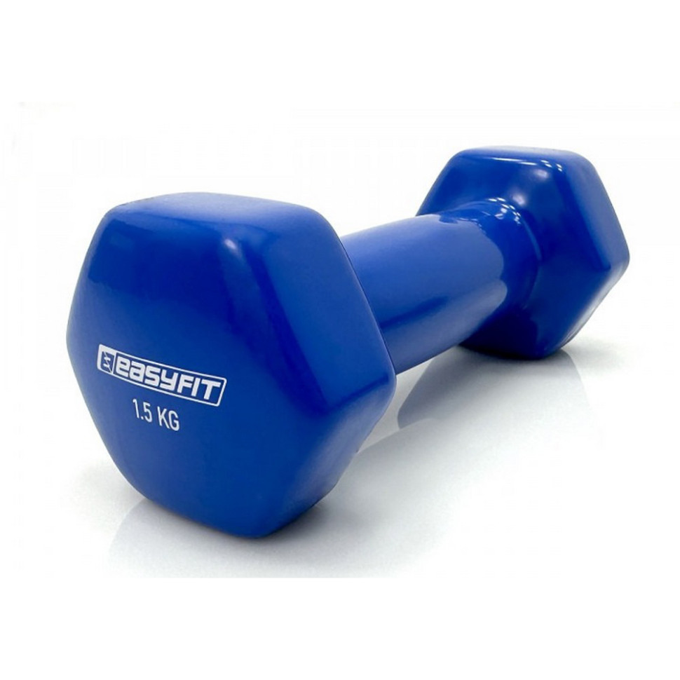 Гантель для фитнеса EasyFit EF-0015-BL 1,5 кг, с виниловым покрытием, синяя