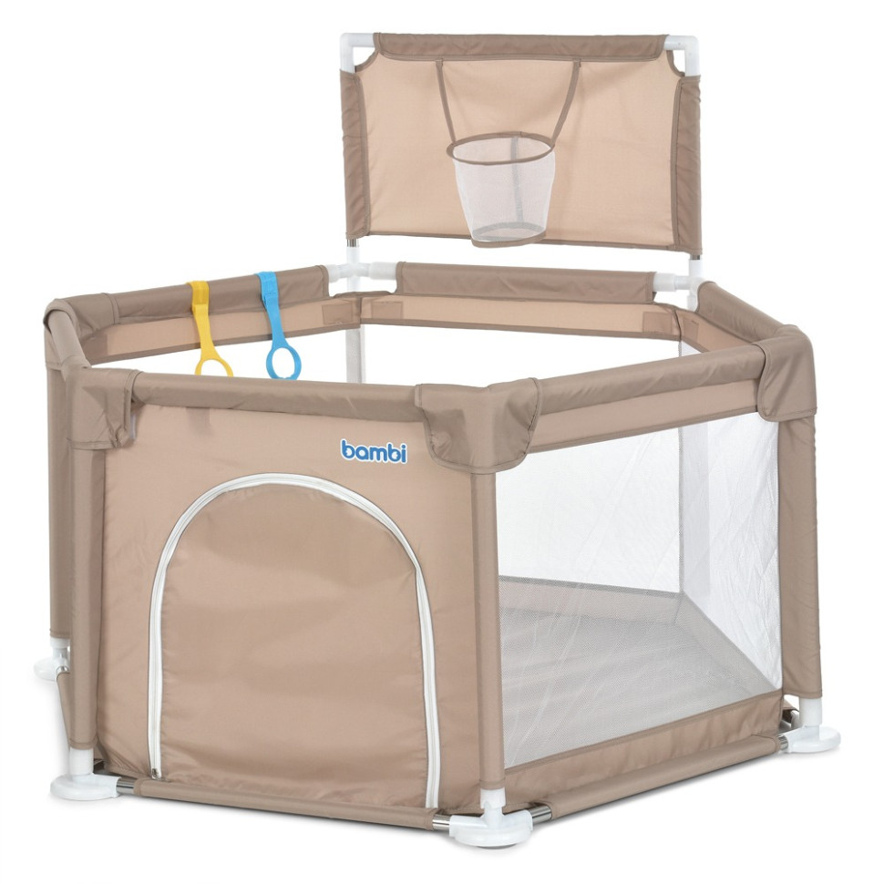 Дитячий манеж Bambi MR 1340-BG, бежевий, з баскетбольним кільцем