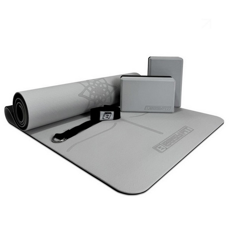 Набор для йоги и фитнеса Polarity Set PRO EasyFit EF-2421s-GYBK, коврик, два блока и ремень