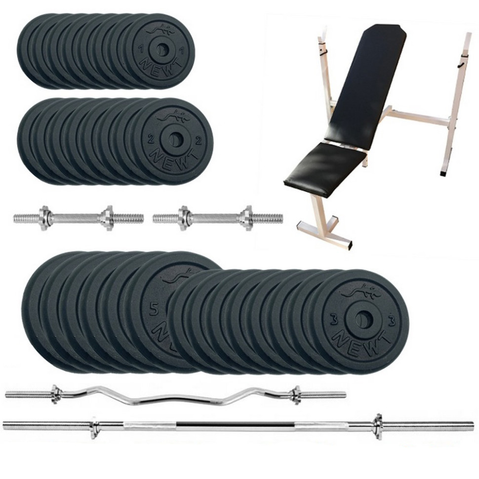 Скамья для жима с набором штанг и гантелей Gym Set-SKHW Home Newt NE-M-SKHW-SET-89, 94 кг