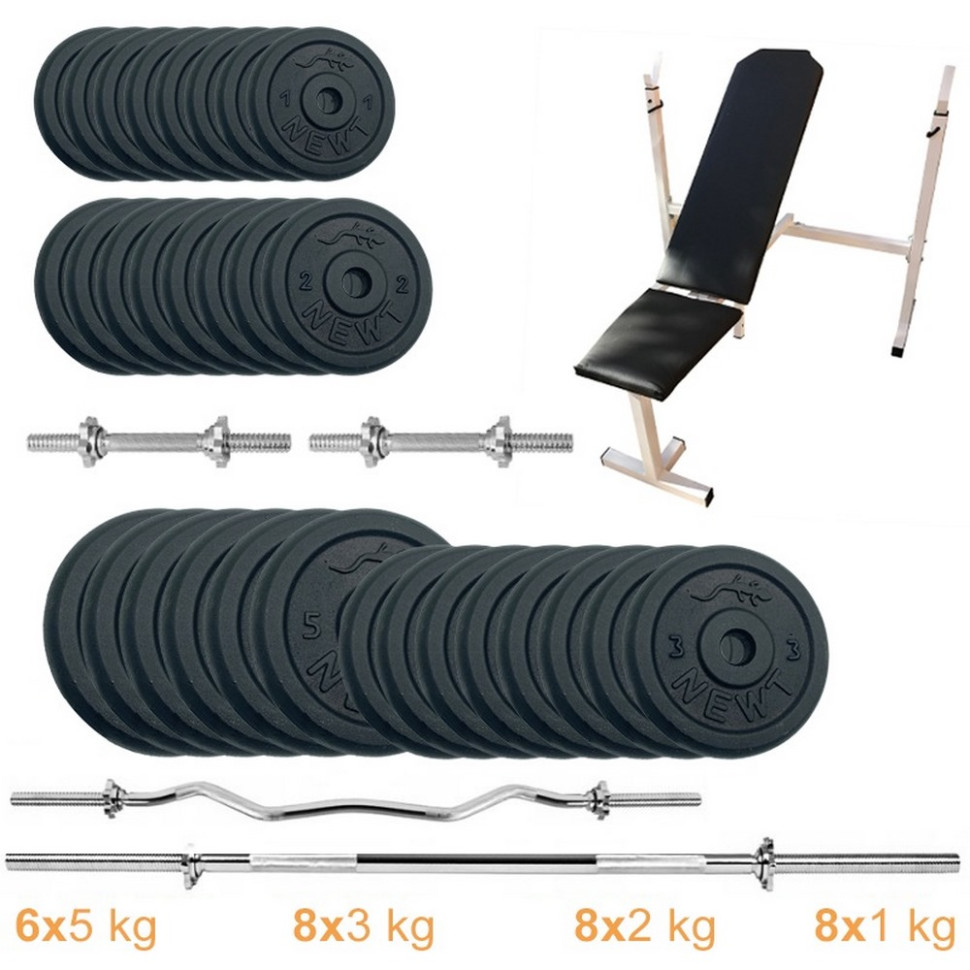 Скамья для жима с набором штанг и гантелей Gym Set-SKHW Home Newt NE-M-SKHW-SET-89, 94 кг