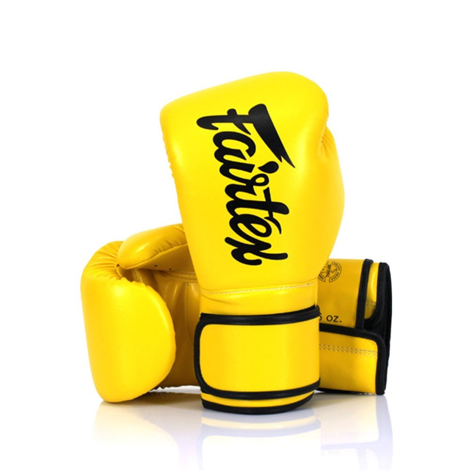 Боксерские перчатки BGV14 Fairtex BGV14_10oz_Yellow 10 унций (бинты в комплекте)