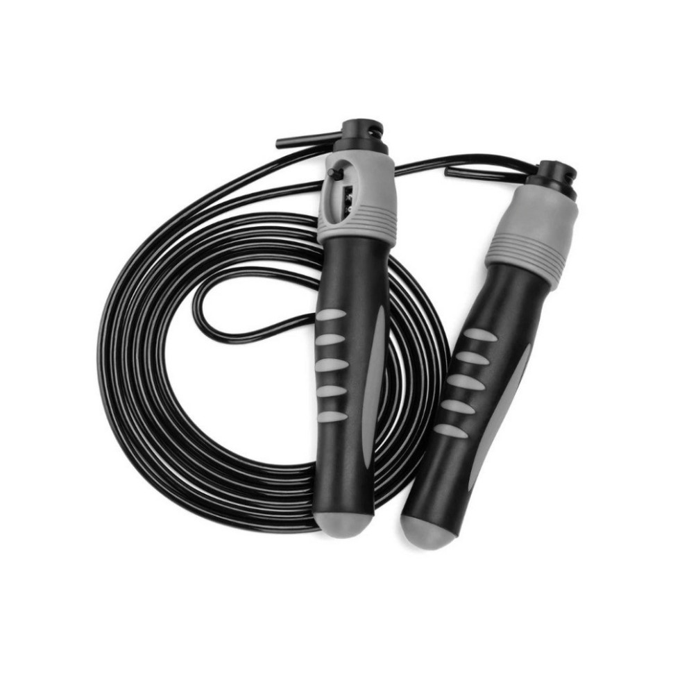 Скакалка со счетчиком 4215 Jump Rope With Counter PowerPlay PP_4215_Black/Grey 2,75 метра