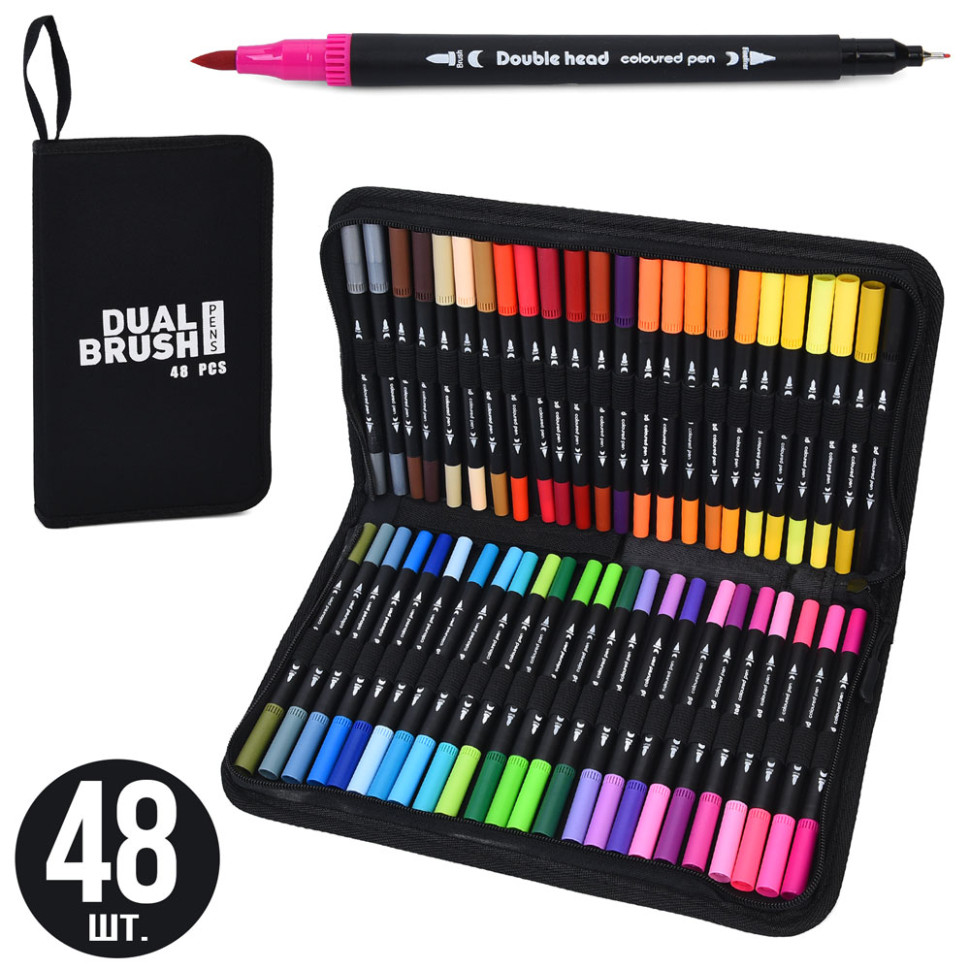 Набір двосторонніх маркерів Bambi MK 5766-48, у наборі 48 штук