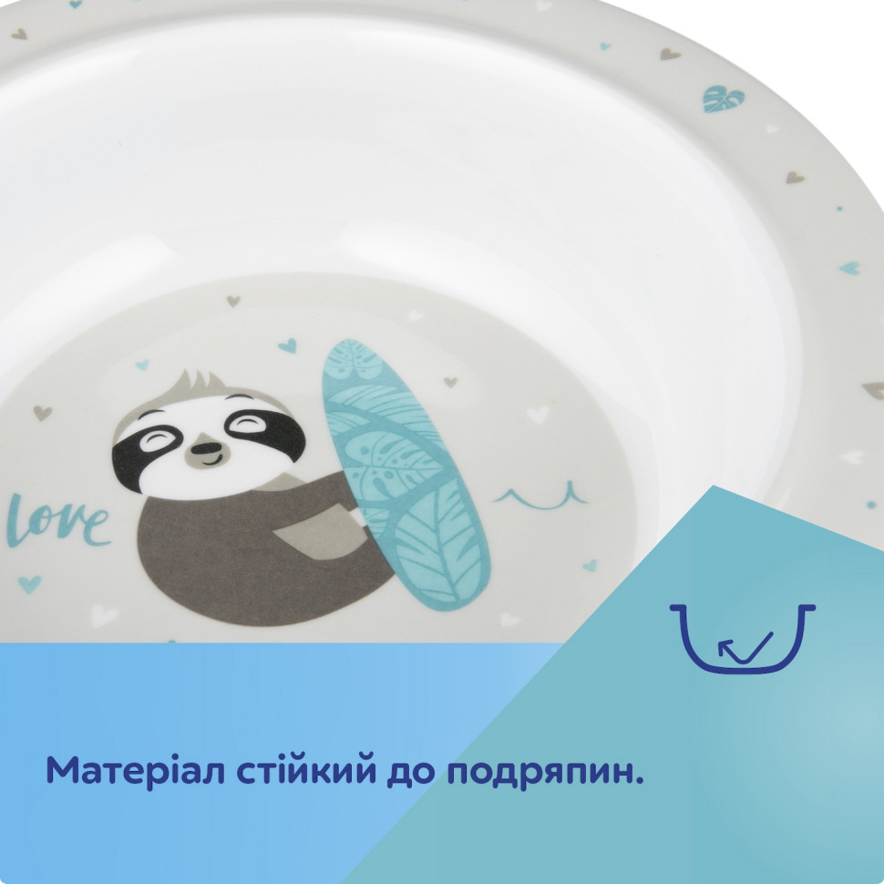 Детская тарелочка из меламина Ленивец Exotic animals Canpol babies 4/519_grey на присоске, 270 мл
