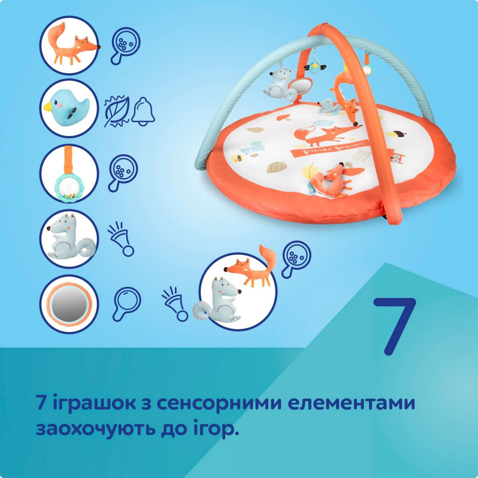 Детский развивающий коврик Fox Canpol babies 75/200, 7 игрушек