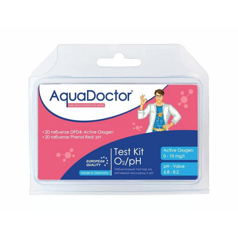 Таблетированный тестер для бассейна Test Kit O2/pH AquaDoctor 23543AD