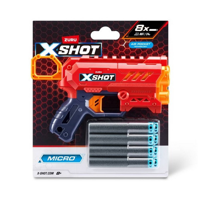 Детский скорострельный бластер Excel Micro 2.0 Color Card X-Shot 36726TQ1R 8 патронов
