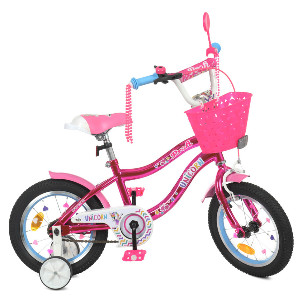 Велосипед дитячий PROF1 Y14242S-1 14 дюймів, малиновий по цене 3 383 грн.