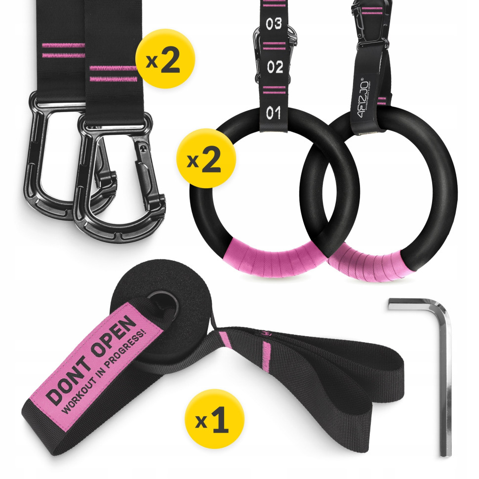 Гимнастические регулируемые кольца 4FIZJO P-5905973406116 Black/Pink