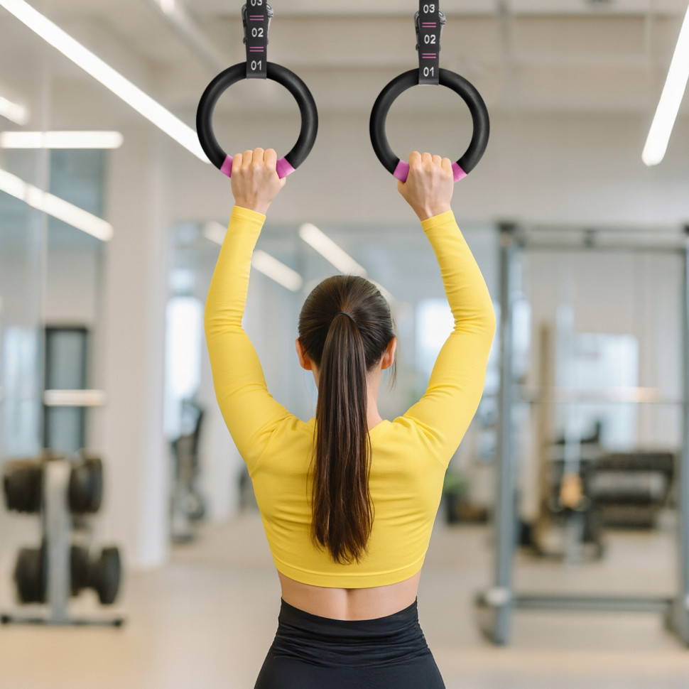 Гимнастические регулируемые кольца 4FIZJO P-5905973406116 Black/Pink