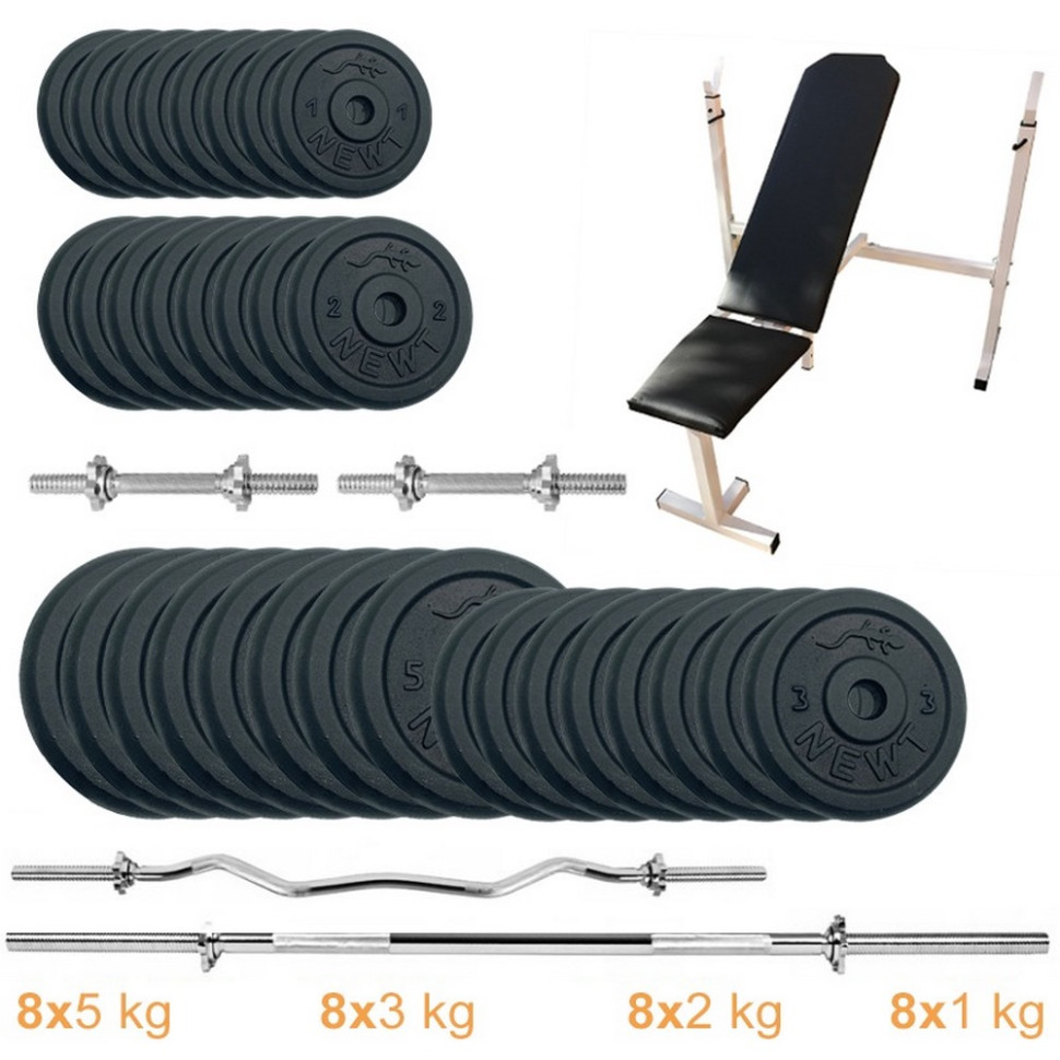 Лава для жиму з набором штанг та гантелей Gym Set-SKHW Home Newt NE-M-SKHW-SET-95, 99 кг