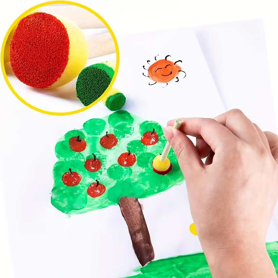 Набір спонжів для декорування та малювання Bambi Sponge-24, 1,2 см, 1,5 см, 2,5 см, 3 см, 24 шт