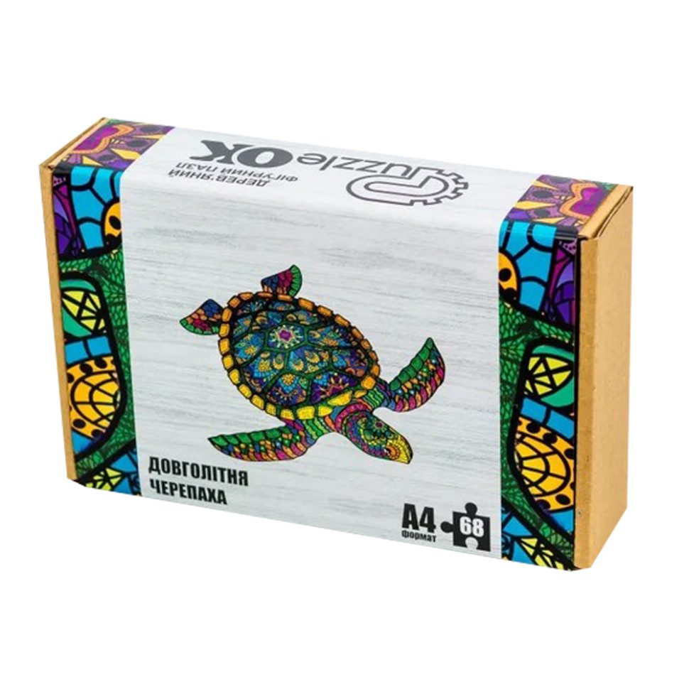 Фигурный деревянный пазл A4 Долголетняя Черепаха PuzzleOK PuzA4-01739, 68 деталей