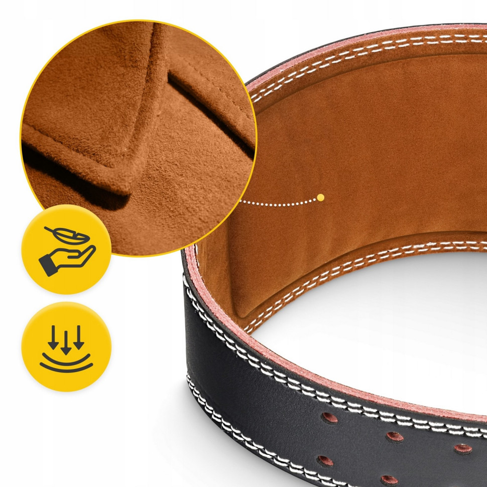 Пояс для важкої атлетики 4FIZJO P-5905973404303 Black, шкіряний, розмір M 