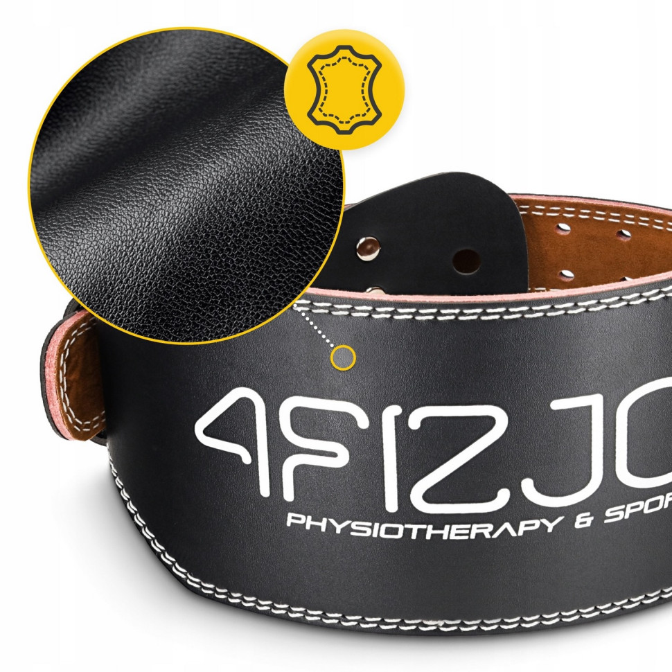 Пояс для важкої атлетики 4FIZJO P-5905973404303 Black, шкіряний, розмір M 