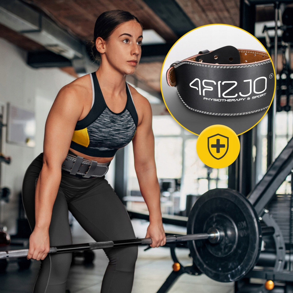 Пояс для важкої атлетики 4FIZJO P-5905973404303 Black, шкіряний, розмір M 