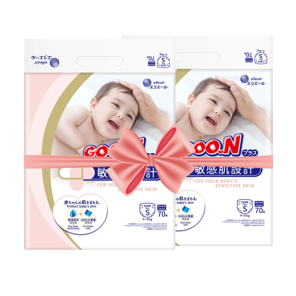 Підгузки для дітей 4-8 кг GOO.N Plus 21000627-2 розмір S, 140 шт.