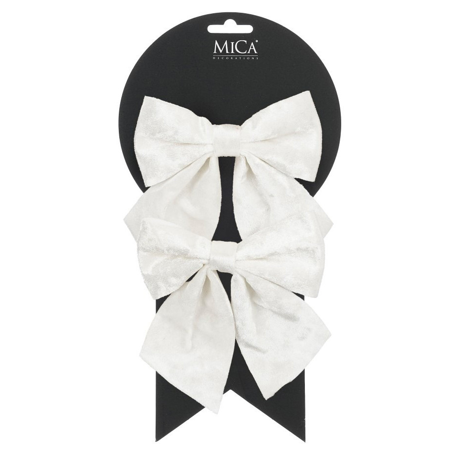 Бант декоративний Mica Decorations 8720983279638 білий, велюр 13 см, 2 шт