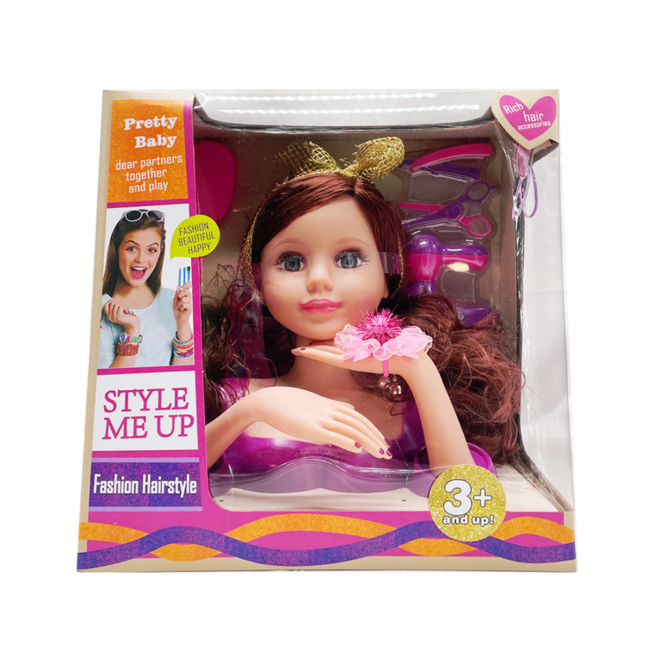Лялька-манекен для зачісок Bambi 3393(Violet) фіолетовий, аксесуари для зачіски 30х28х7 см