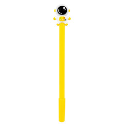 Ручка детская с игрушкой "Spaceman" Bambi A007(Yellow) гелевая, синяя