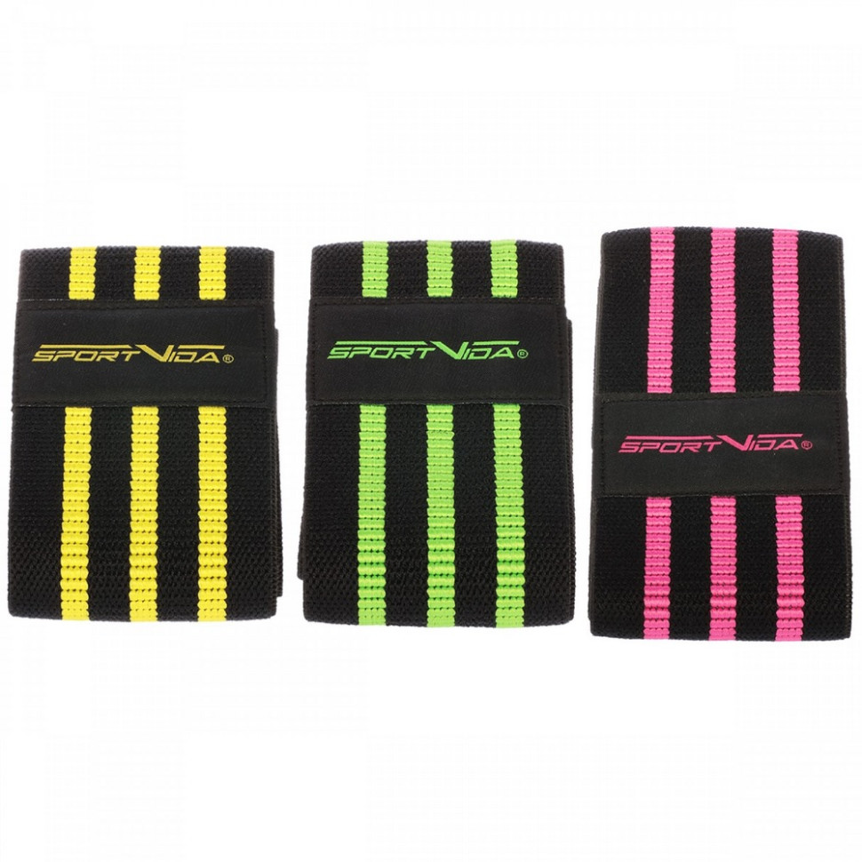 Гумка для фітнесу та спорту тканинна Hip Band SportVida SV-HK0365, 3 штуки 
