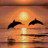 Алмазна вишивка на підрамнику "Дельфіни на заході сонця" The Wortex Diamonds TWD30019