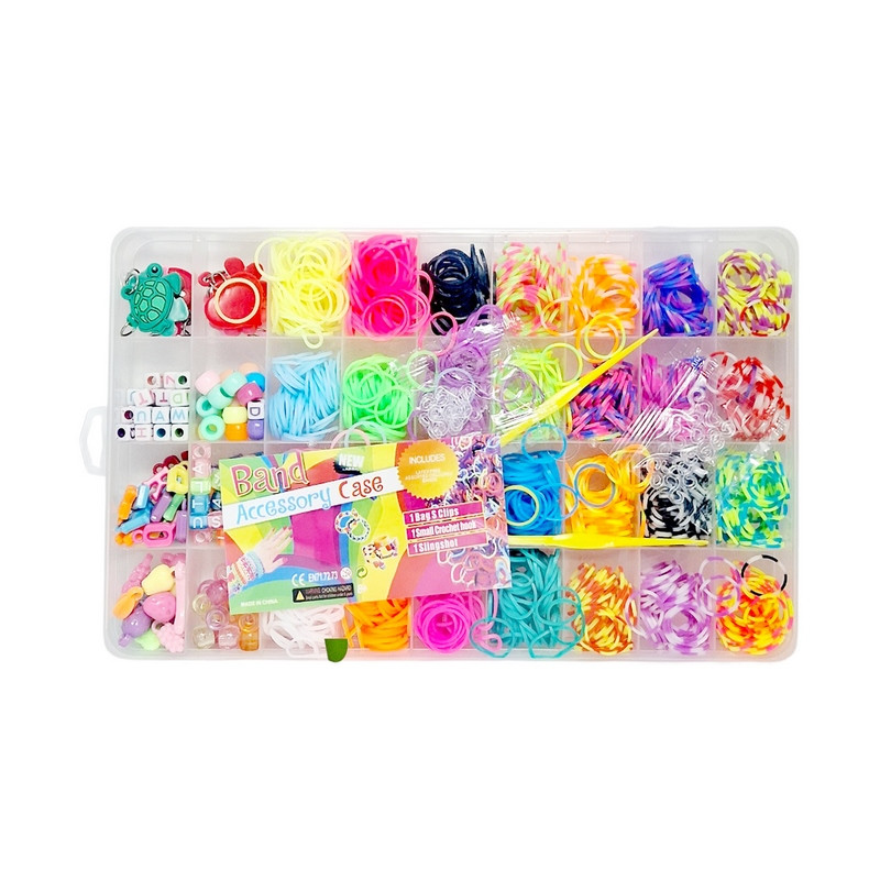 Набор резинок для плетения браслетов Bambi 037-79, 2 крючка, подвески, бусины