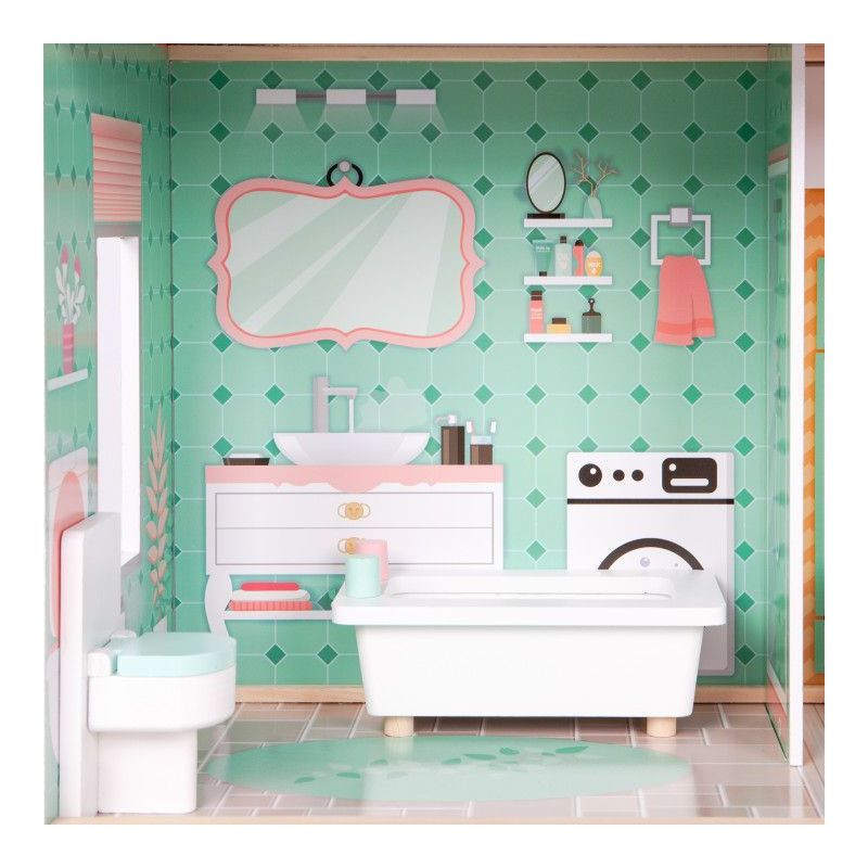 Дитячий ляльковий будиночок WOW Ecotoys 4128, з меблями та ліфтом