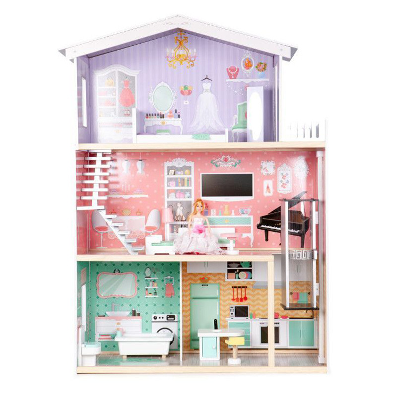 Дитячий ляльковий будиночок WOW Ecotoys 4128, з меблями та ліфтом