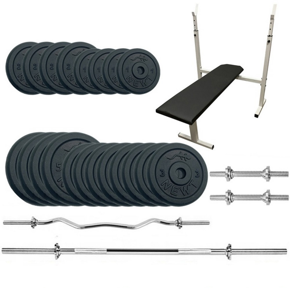 Скамья для жима с набором штанг и гантелей Gym Set-STHW Home Newt NE-M-STHW-SET-67, 72 кг