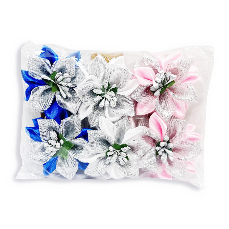 Набір резинок для волосся La-beauty 0108-344, 6 штук, з бантом-квіткою