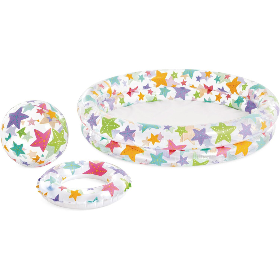 Дитячий набір Басейн надувний, коло та м'яч Intex 59460-3, 122-25 см, 156 л