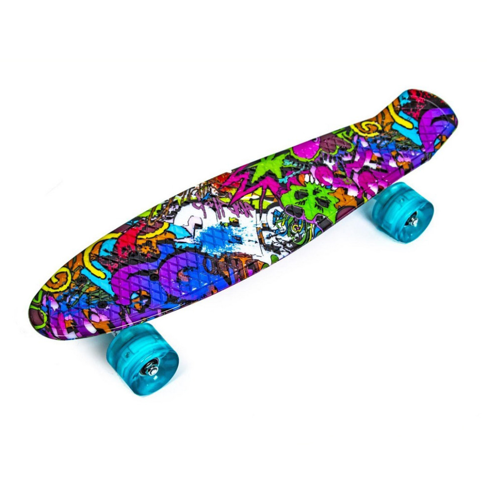 Скейт Penny Board «Graffiti Violet» Bambi 367562131 колеса зі світлом 80 кг
