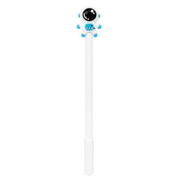 Ручка детская с игрушкой "Spaceman" Bambi A007(White) гелевая, синяя