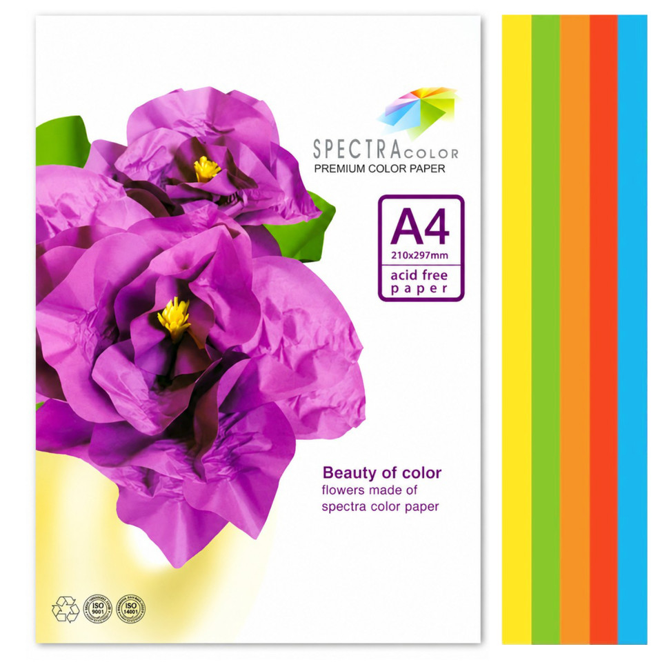 Папір кольоровий Spectra Color 16.4253 А4, 5 кольорів, 50 листів, 160 г/м²
