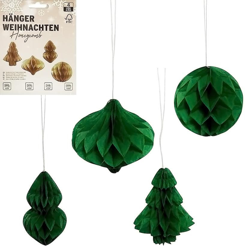 Набір підвісних паперових новорічних прикрас 