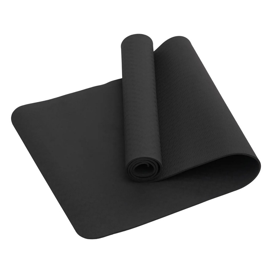 Килимок (мат) спортивний для йоги та фітнесу SportVida SV-EZ0051 TPE 183 x 61 x 0.4 см, Black