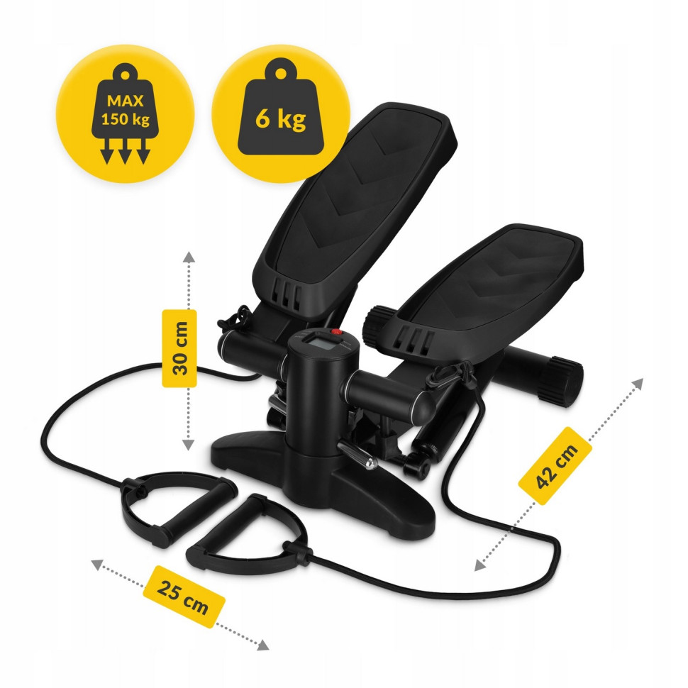 Степпер міні-степпер з еспандерами Evo 4FIZJO P-5905973403863 Black