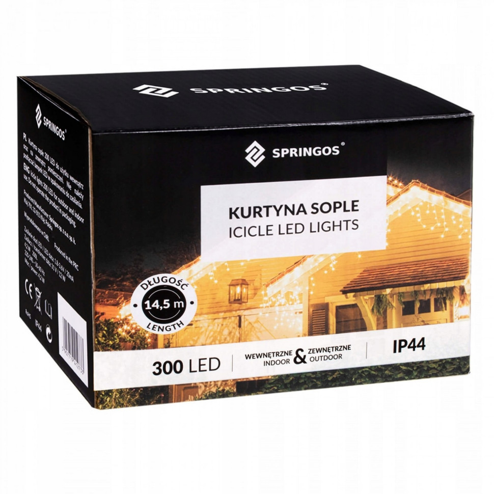 Гірлянда бахрома вулична Springos CL302, 12 м 300 LED, Blue