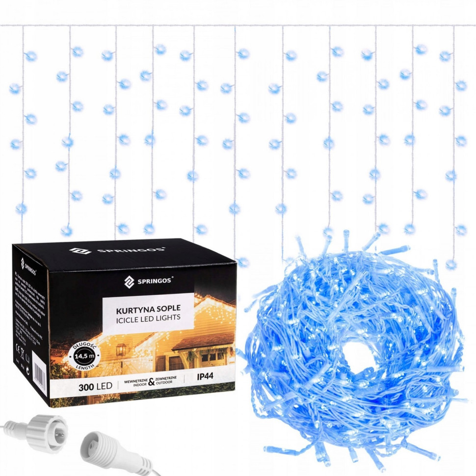 Гірлянда бахрома вулична Springos CL302, 12 м 300 LED, Blue