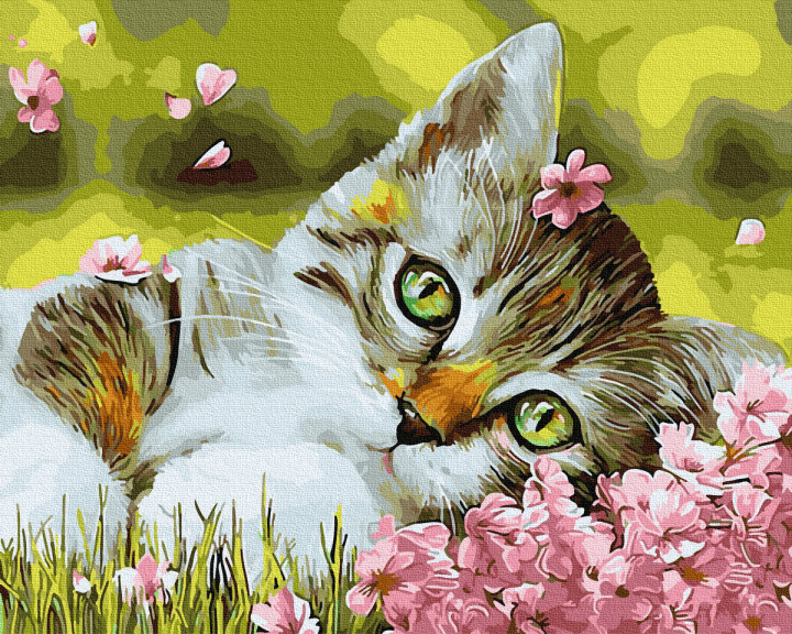 Картина за номерами. Rainbow Art "Кошеня в квіточках" GX34634-RA по цене 224 грн.