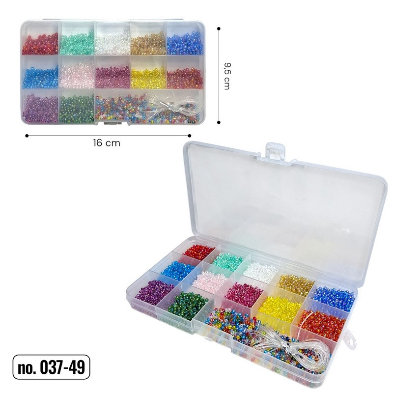 Набор бисера для создания украшений Bambi 037-49 в боксе, леска в комплекте