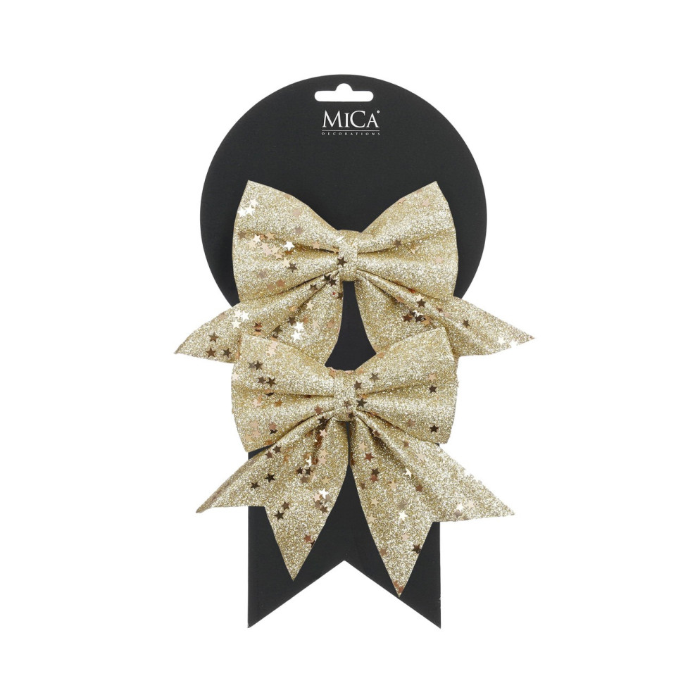 Бант декоративний Mica Decorations 8720983279553 золотистий, 13 см, 2 шт