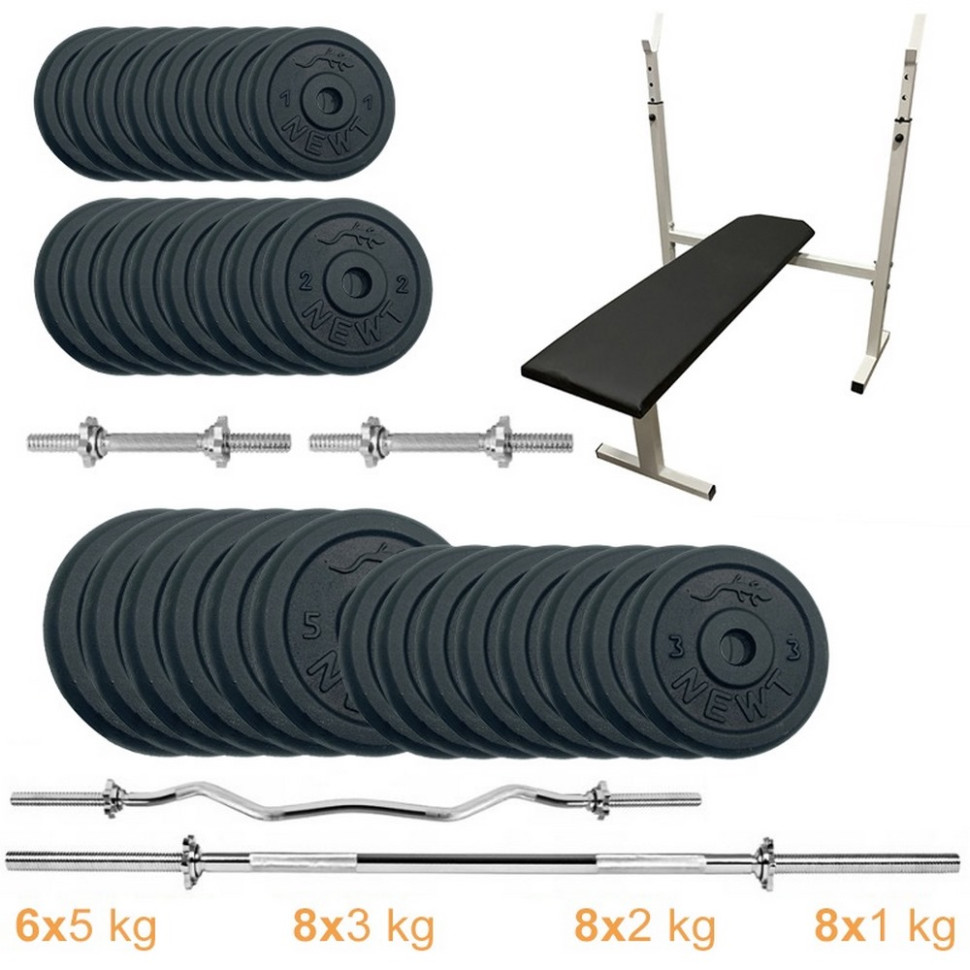 Скамья для жима с набором штанг и гантелей Gym Set-STHW Home Newt NE-M-STHW-SET-79, 84 кг