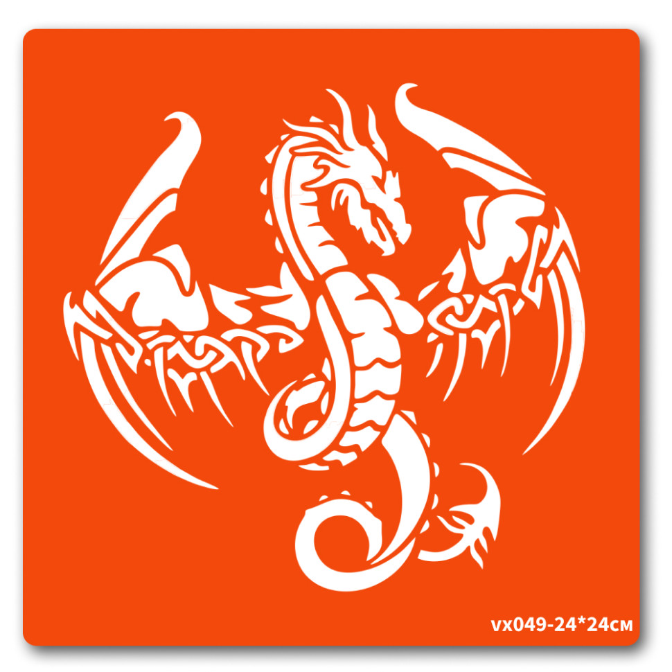 Трафарет для біо-тату Дракон Fresh Tattoo vx049-24*24см, розмір 24 х 24см                                                                